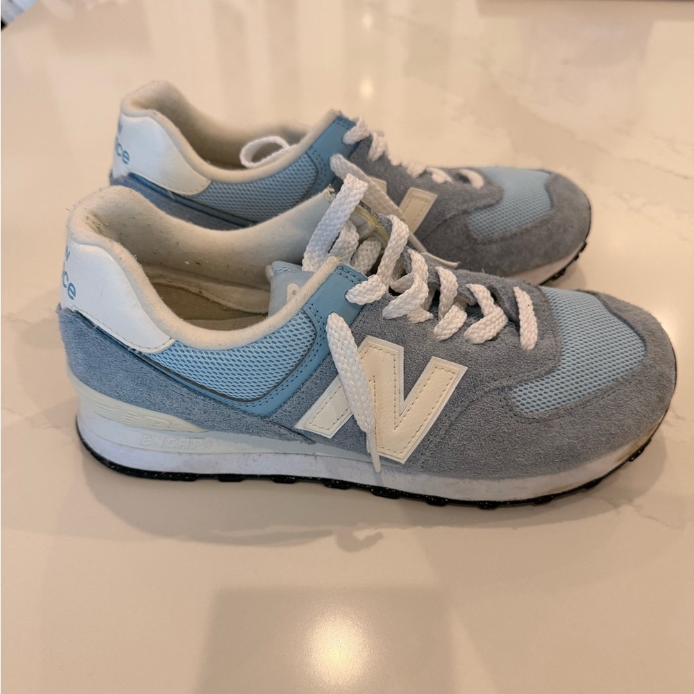 New Balance Light Blue and White Running Shoes
